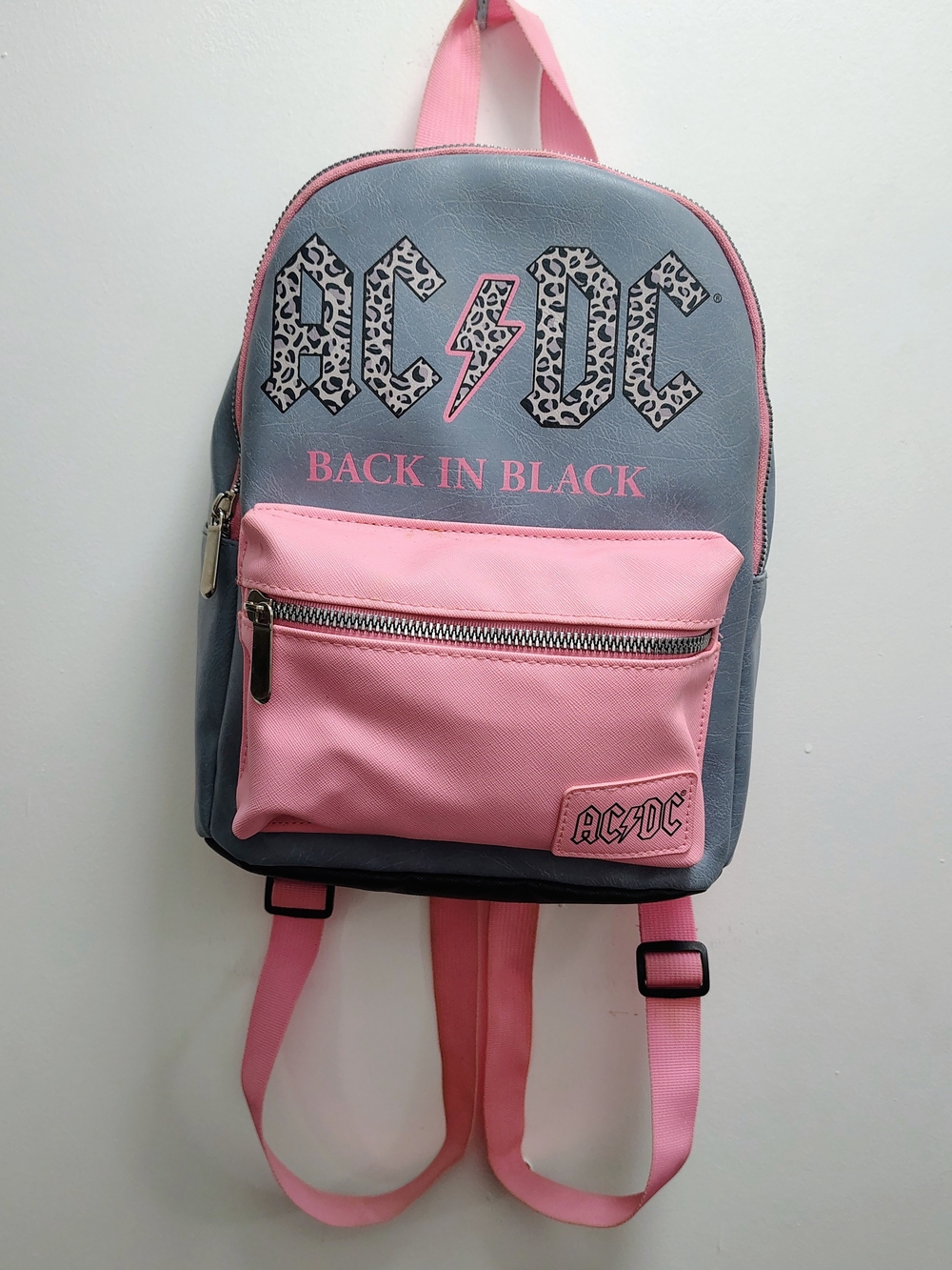AC/DC Pink & Gray 'Back In Black' Mini Backpack